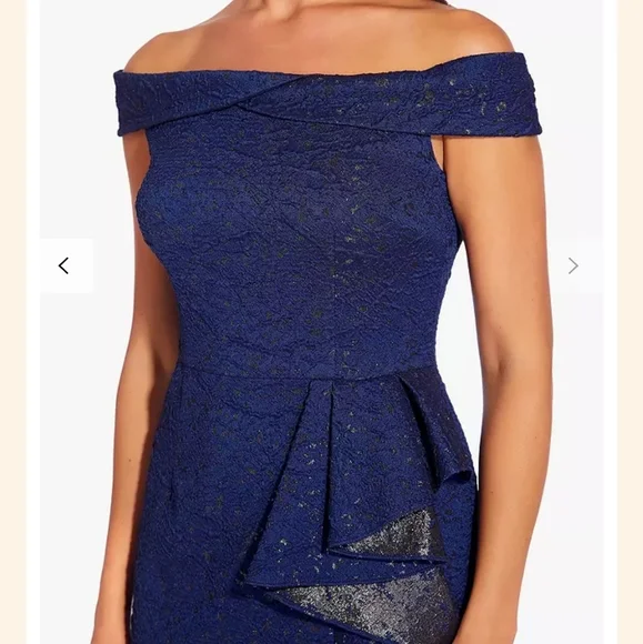 𝅺Adrianna papell off the shoulder jacquard dress - Picture 4 of 10